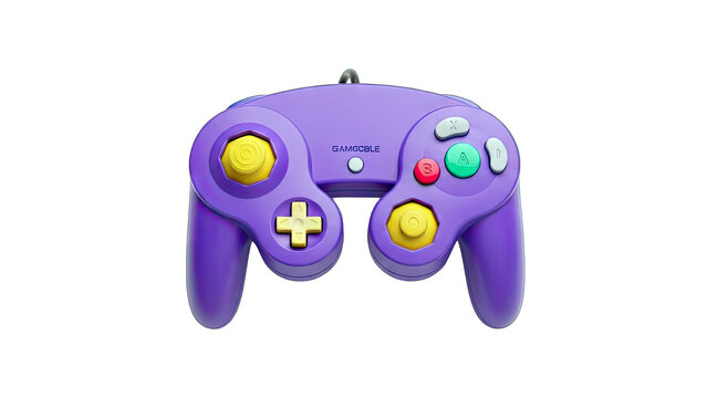 Purple GameCube Controller Isolated on White Background
