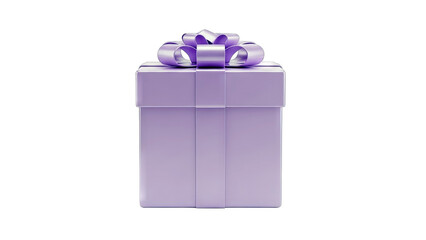 Purple Gift Box with Ribbon on White Background