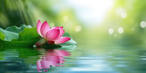 Water lily in a pond, used as a decorative aquatic plant, natural pond aesthetics