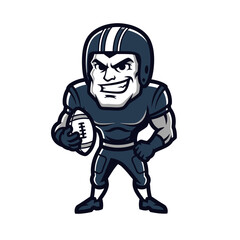 American Football Player Mascot with Ball Ready to Play.