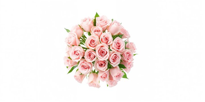 Pale pink roses arranged as a floral display on a white background, ideal for decoration or floral design - Powered by Adobe