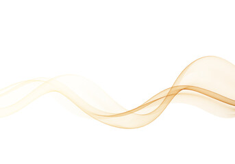 Golden flowing wave line on white background