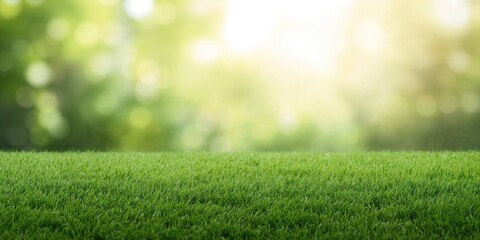 Naklejka premium Artificial green grass surface used as a natural background for design layouts and signage, environmental awareness day