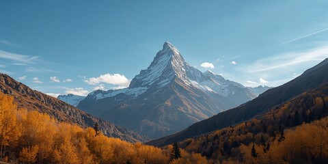 Snow-capped peaks during autumn with mountain erosion concerns, Earth Day