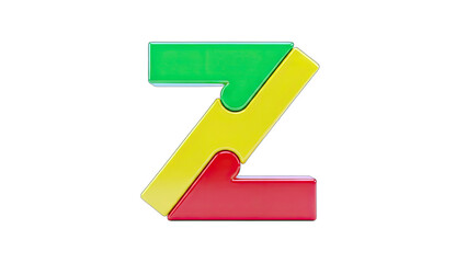 Colorful Z Letter Puzzle on White Background