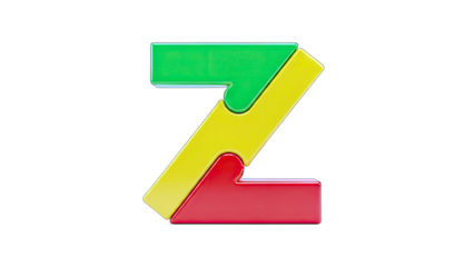 Colorful Z Letter Puzzle on White Background