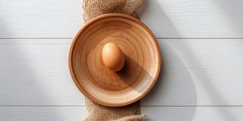 Fresh chicken eggs placed on a rustic wooden dish highlighting simple, wholesome meal ingredients, World Food Day