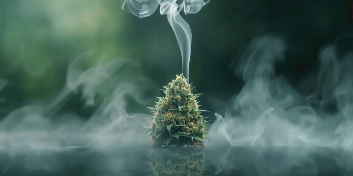 Isolated cannabis nug from Harle-Tsu strain, surrounded by green foliage, focusing on natural medicine, World Cannabis Day