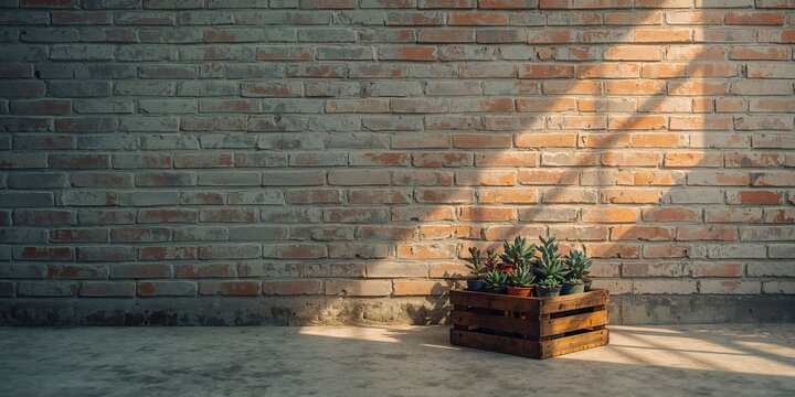 Brick wall backdrop serving as a clean background for design elements, enhancing readability
