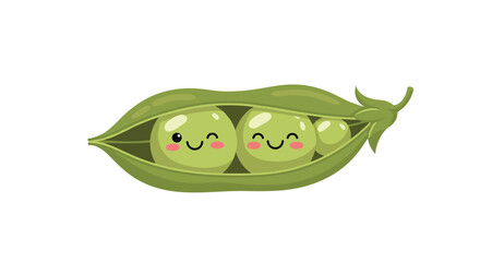 Two cute peas in a pod character with one small pea sleeping while the two larger ones are happily winking at the viewer.