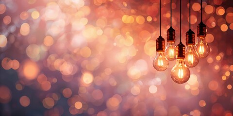 Light bulbs with a bokeh background used as a backdrop for text or layout design, visual clarity and aesthetic appeal