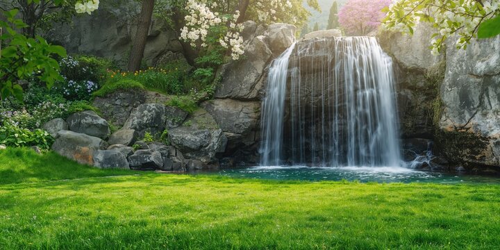 Huang Shui Waterfall with flowing water, used as a home and garden decoration to attract good luck - Powered by Adobe