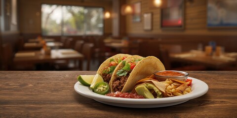 Traditional Mexican dishes with whole grain corn beef tacos, highlighting healthy ingredients, National Taco Day