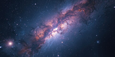 Fototapeta premium Vivid surreal science abstract galaxy sky with numerous stars and color dust, highlighting cosmic phenomena