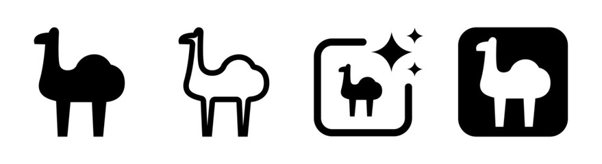 Camel icon in black transparent vector illustration for zoo and nature themes