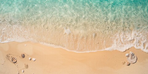 Aerial view of a beautiful sand beach used as a background for layout and text design, summer season