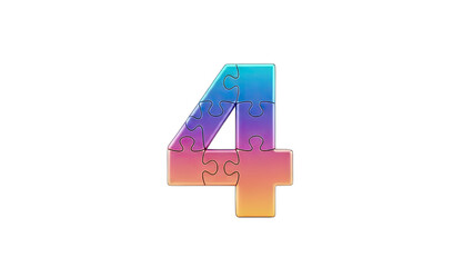 Puzzle Number 4 Assembled on White Background