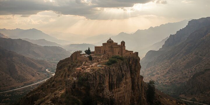 Highland monastery ruins near Axum, Ethiopia, historical preservation