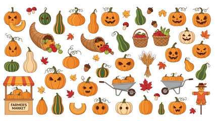 Fototapeta premium Autumn Harvest Festival with Pumpkins and Gourds.