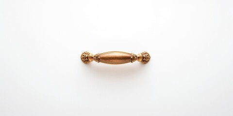 Copper cabinet handles with metallic finish on a plain white backdrop, highlighting craftsmanship