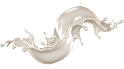 Realistic milk splash swirl design isolated on transparent background