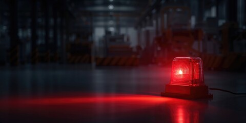 Faded low-key blur of a factory emergency light flashing, used as a background for safety signage, Earth Day