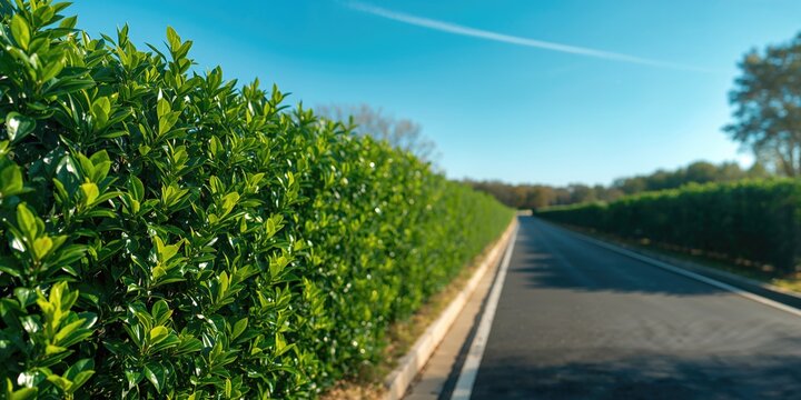 Cherry laurel hedge forming a natural privacy barrier, suitable for urban and suburban landscaping
