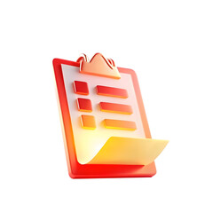 Clipboard Note – 3D Task List or Reminder Icon	