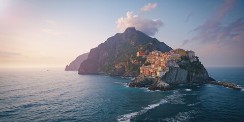 Vibrant seaside cliffs and rugged coastline with colorful villages overlooking the Ligurian Sea, Nature preservation