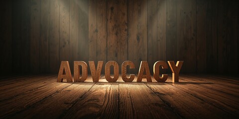 Advocacy message spelled out with wooden letters on a wooden surface, ideal for awareness initiatives