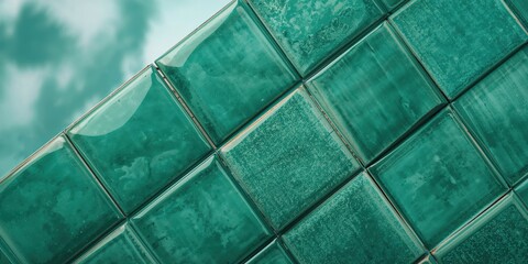 Green glossy glaze on ceramic tiles, suitable for decorative wall surfaces