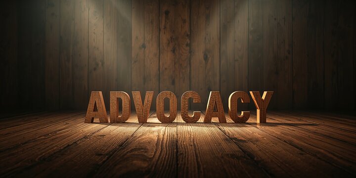 Advocacy message spelled out with wooden letters on a wooden surface, ideal for awareness initiatives