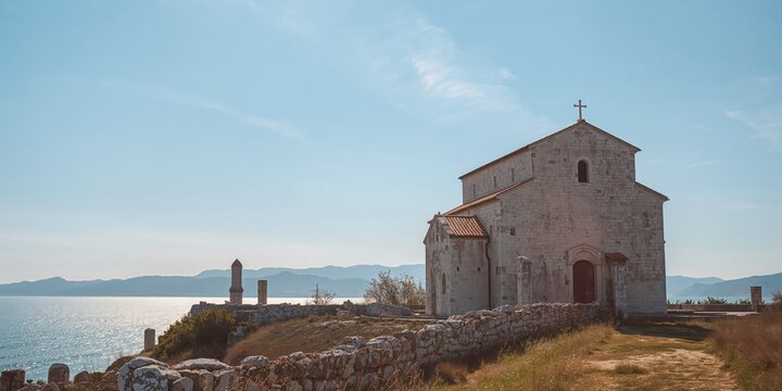 Medieval church of St with Old Glagolitic inscriptions, heritage preservation
