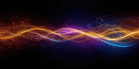 Abstract background of sparkling light lines, optimized for layout and text overlay
