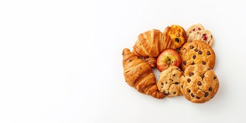 Assorted bakery items closeup, ideal for food presentation or editorial use