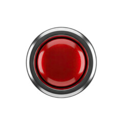 Red Button Pressed: Isolated on White Background