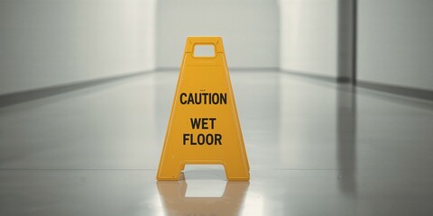 Warning sign indicating a wet surface, safety measure for floor safety