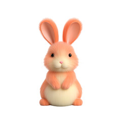 Fototapeta premium Charming fluffy pink bunny illustration with detailed fur texture and large ears isolated on transparent background for cute animal and children concept PNG
