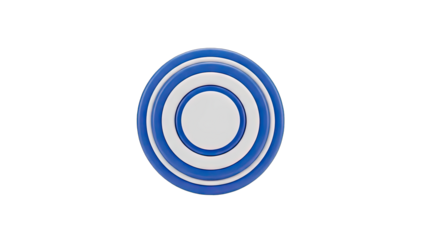 Concentric Circles Abstract Design Blue and White Geometric Shape with Transparent Background Isolated 3D Render