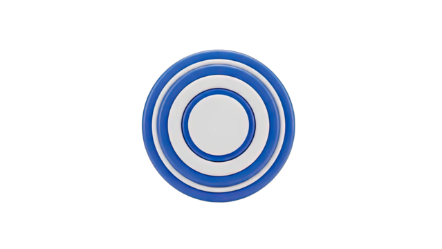 Concentric Circles Abstract Design Blue and White Geometric Shape with Transparent Background Isolated 3D Render - Powered by Adobe