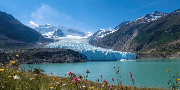 Melting glacier in Svartisen Norway, highlighting climate change impact on ice formations