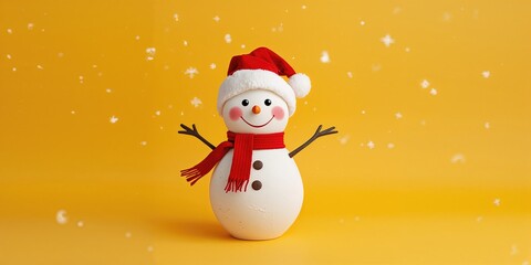 Snowman figure holding a rechargeable battery and wearing a Santa hat against a yellow backdrop, highlighting seasonal energy storage