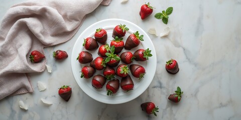 Step-by-step assembly of chocolate-dipped strawberries on a cake stand, focusing on food preparation techniques