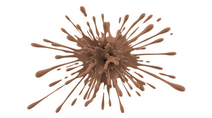 An energetic splash of brown liquid, resembling chocolate or mud, frozen in motion against a black backdrop