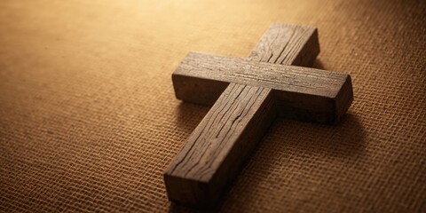 Closeup of a wooden Christian cross, craftsmanship and religious symbolism, World Christianity Day