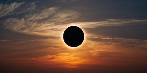 Partial solar eclipse visible through clouds in the Brazilian sky, atmospheric phenomena