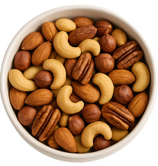 Obraz premium Mixed nuts in bowl, isolated white background, 8K