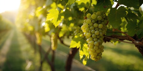 Fresh green grapes on vineyard in Thailand, suitable for understanding seasonal agricultural cycles