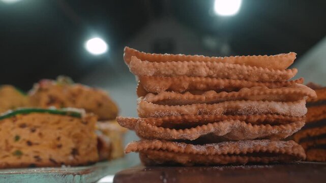 Attractive presentation featuring wafer and biscotti at marketplace booth