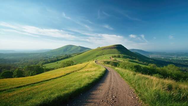 View of the Malvern hills with Worcestershire beacon, ideal for nature-themed layout backgrounds